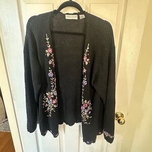 Floral embroidery cardigan
